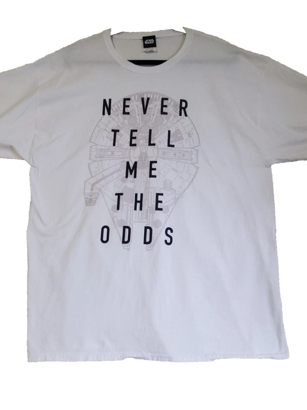 Star Wars Millennium Falcon Never tell Me The Odds 2XL Unisex White T-shirt